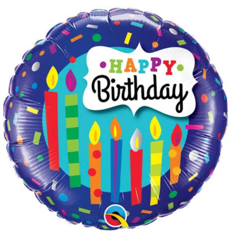 BALAO METALIZADO REDONDO HAPPY BIRTHDAY COLORIDO 45CM