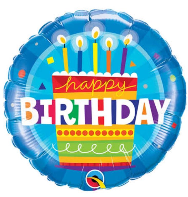 BALAO METALIZADO REDONDO HAPPY BIRTHDAY BOLO COM VELAS 45CM