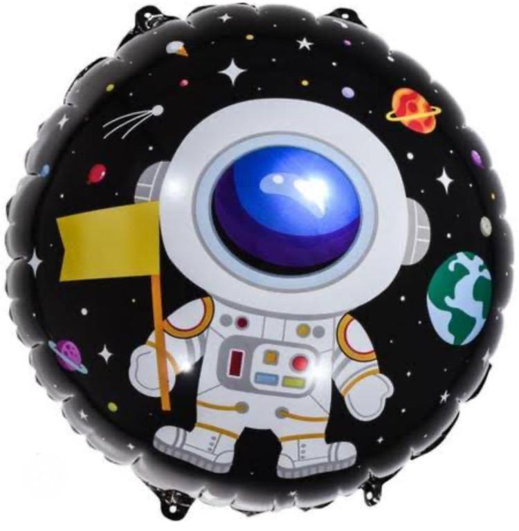 BALAO METALIZADO REDONDO HAPPY BIRTHDAY ASTRONAUTA 45CM