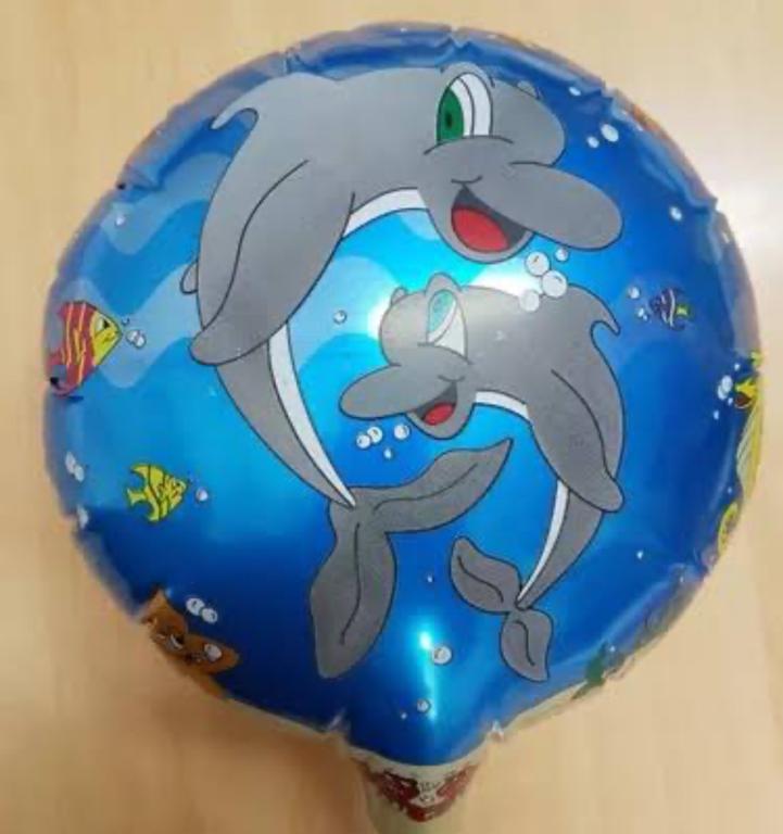 BALAO METALIZADO REDONDO HAPPY BIRTHDAY FUNDO DO MAR 45CM