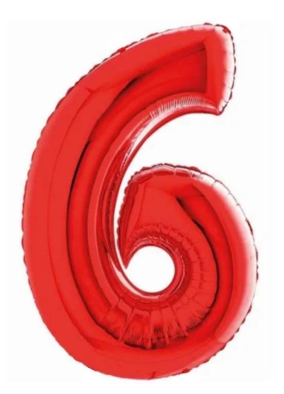 BALAO METALIZADO NUMERO VERMELHO 40CM N°6 WARNA