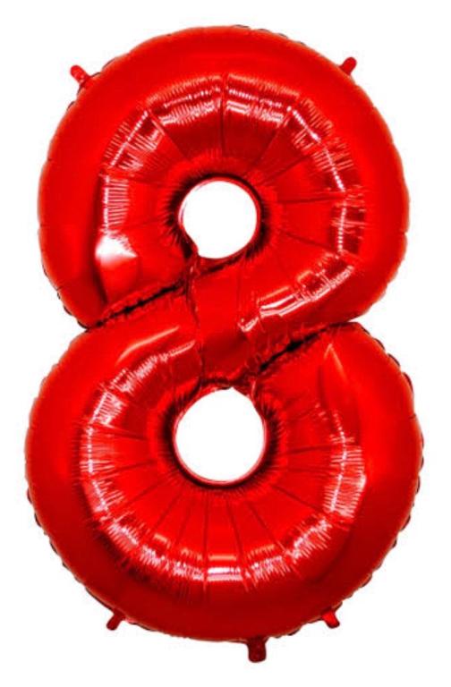 BALAO METALIZADO NUMERO VERMELHO 40CM N°8 WARNA