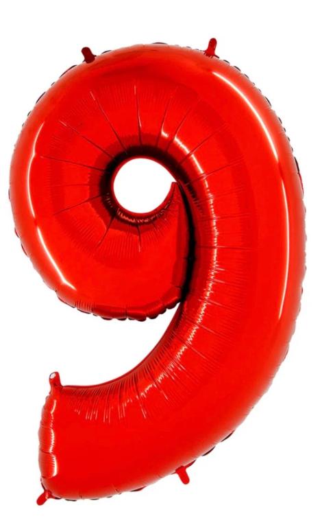 BALAO METALIZADO NUMERO VERMELHO 40CM N°9 WARNA