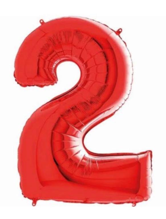 BALAO METALIZADO NUMERO VERMELHO 40CM N°2 WARNA
