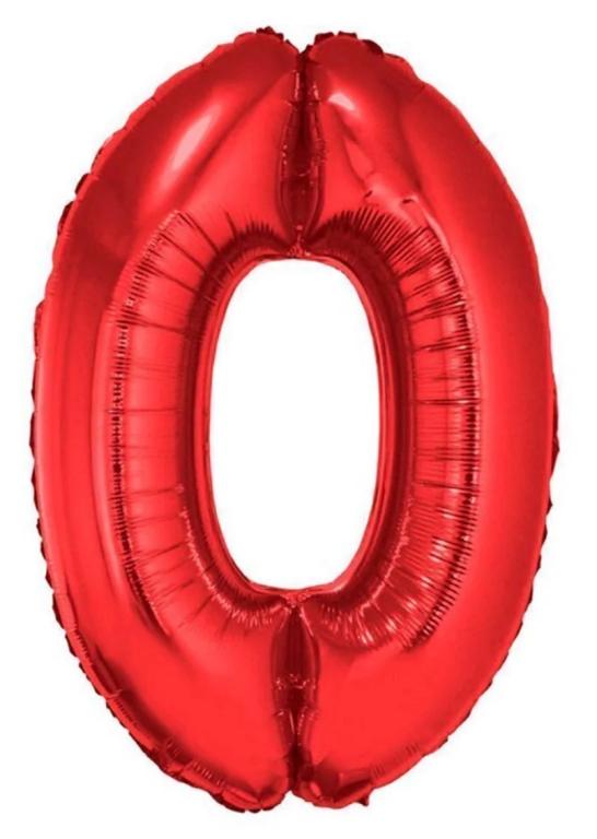 BALAO METALIZADO NUMERO VERMELHO 40CM N°0 WARNA