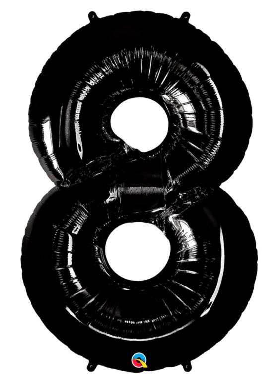 BALAO METALIZADO NUMERO PRETO 40CM N°8 WARNA