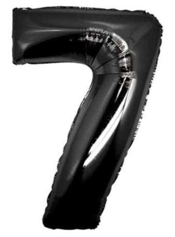 BALAO METALIZADO NUMERO PRETO 40CM N°7 PRETO