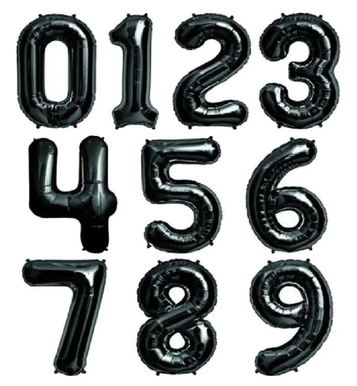 BALAO METALIZADO NUMERO WARNA 40CM PRETO N°6