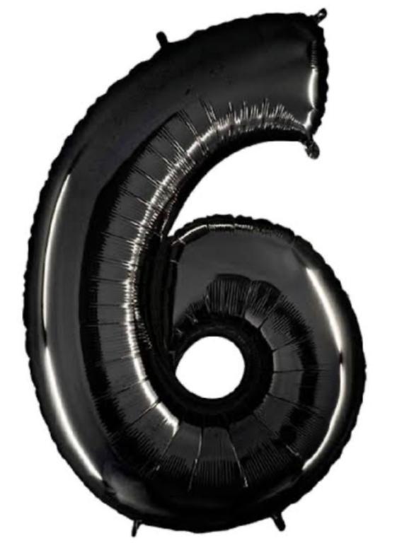 BALAO METALIZADO NUMERO PRETO 40CM N°6 WARNA