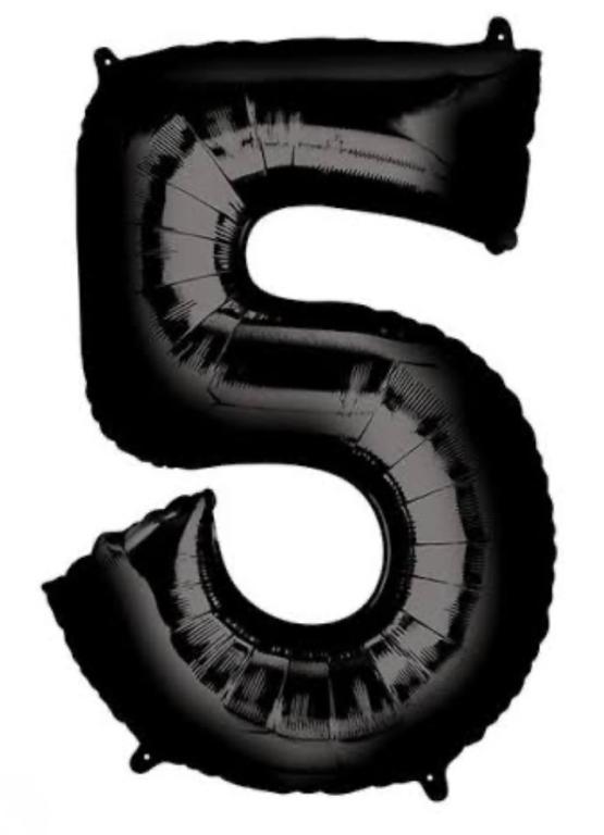 BALAO METALIZADO NUMERO PRETO 40CM N°5 WARNA