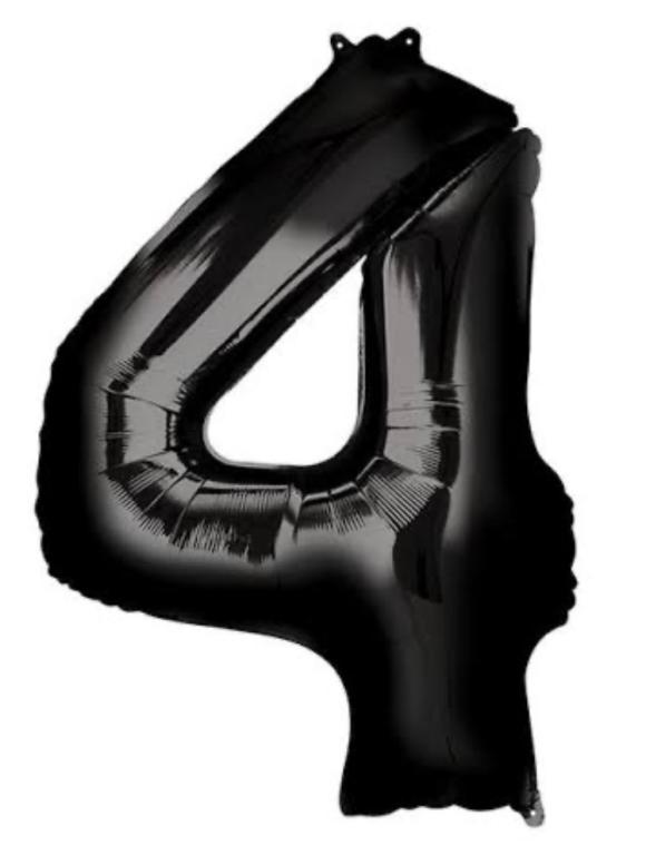 BALAO METALIZADO NUMERO PRETO 40CM N°4 WARNA