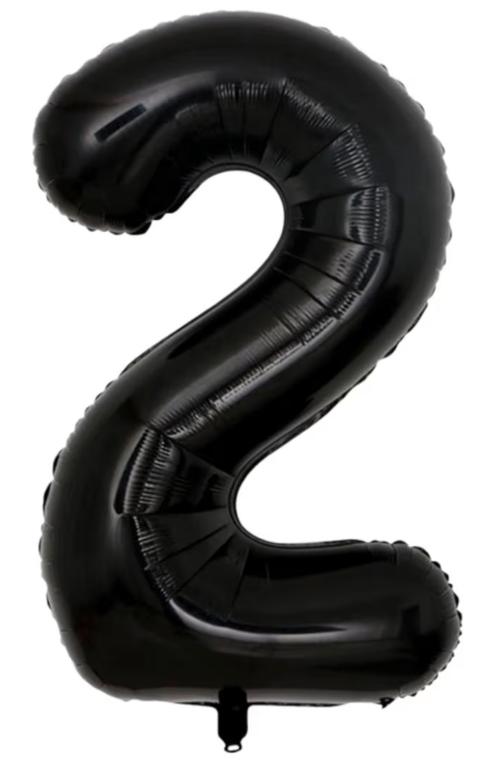 BALAO METALIZADO NUMERO PRETO 40CM N°2 WARNA