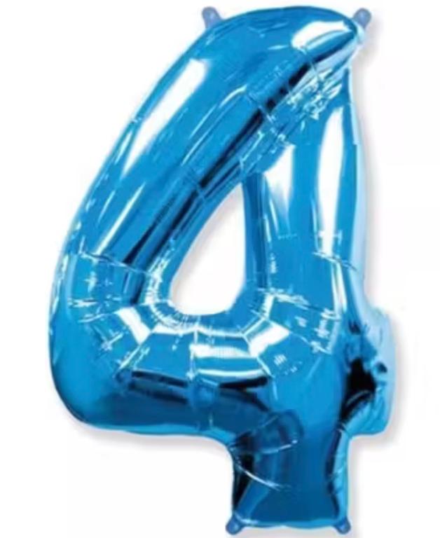 BALAO METALIZADO NUMERO AZUL 75CM N°4 WARNA
