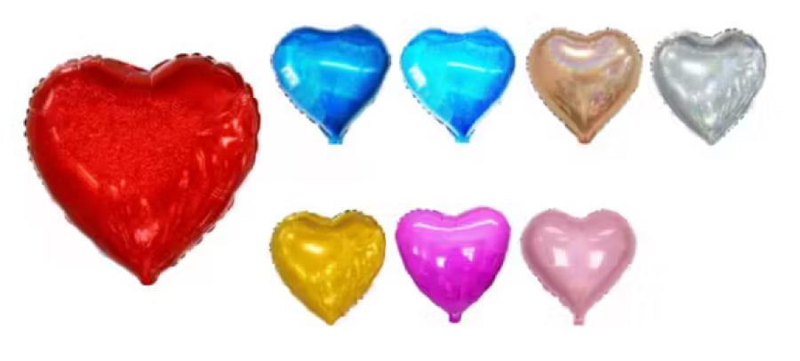 BALAO METALIZADO CORACAO HOLOGRAFICO VERMELHO 43CM