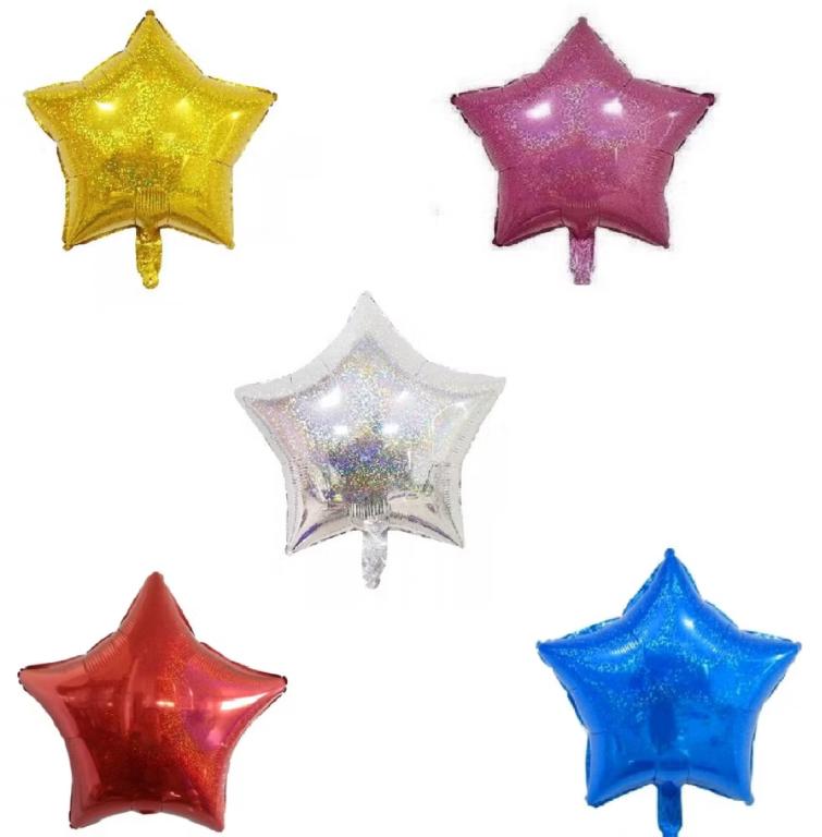 BALAO METALIZADO ESTRELA HOLOGRAFICO ROSA PINK 45CM