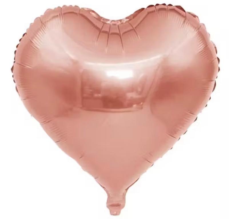 BALAO METALIZADO CORACAO GOLD ROSE 45CM