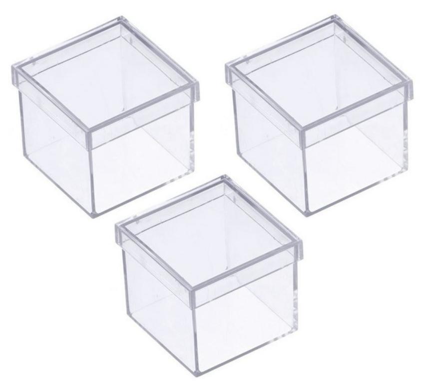 CAIXINHA ACRILICA TRANSP. 06X06X05CM C/10UN