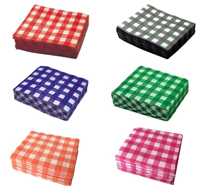 GUARDANAPO PREMIUM XADREZ PRETO 20X22 C/50UN