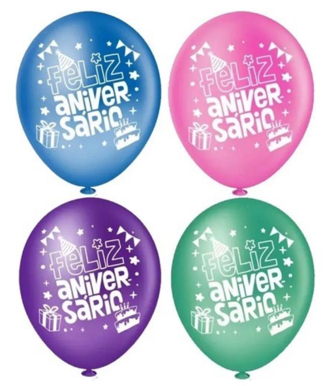 BALAO DECORACAO PIC PIC N°10 FELIZ ANIV. SORTIDO C/25UN