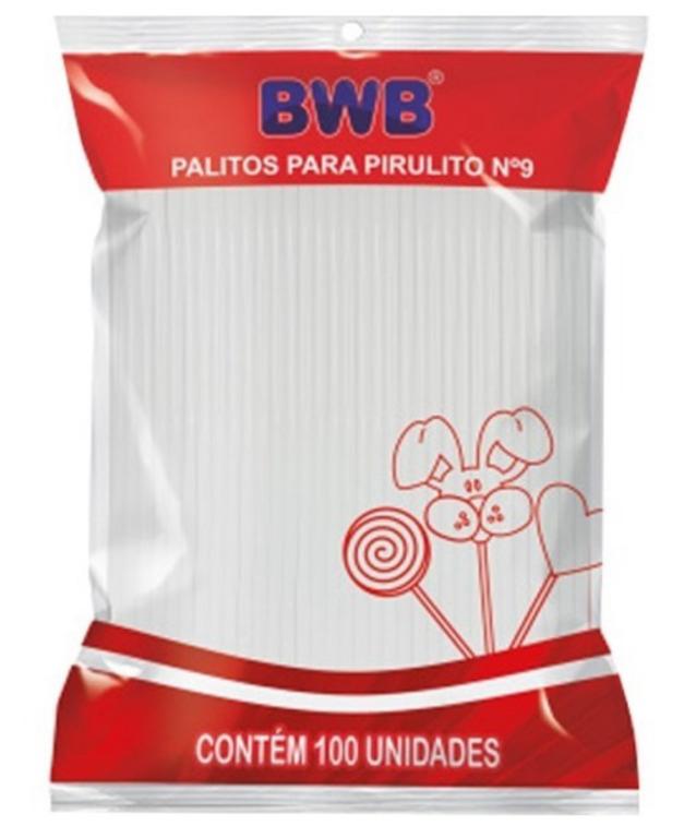 PALITOS P/ PIRULITO BWB CRISTAL N° 9 C/100UN