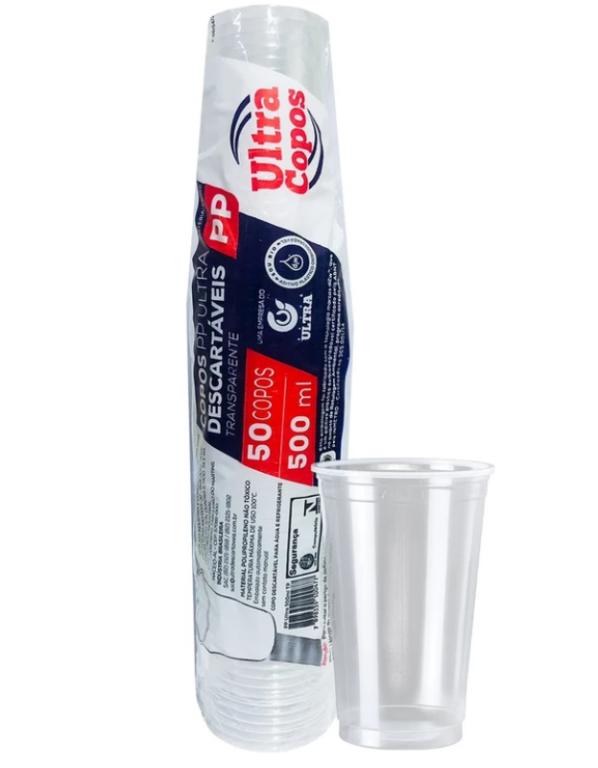COPO PLAST. PP LISO ULTRA TRANSP. 500ML C/50UN