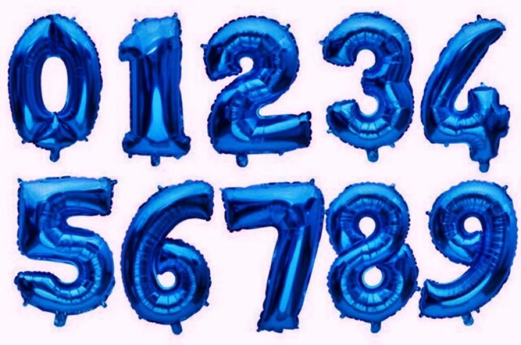 BALAO METALIZADO NUMERO WARNA AZUL 75CM N°2
