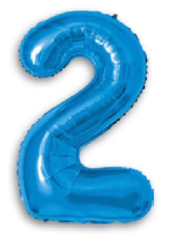 BALAO METALIZADO NUMERO AZUL 75CM N°2 WARNA