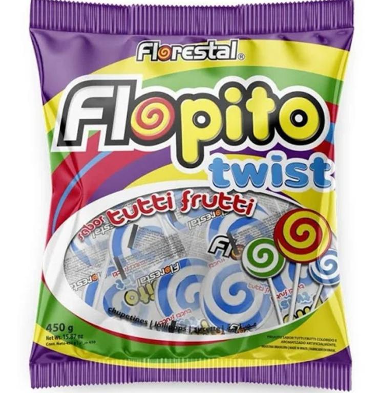 PIRULITO FLOPITO TWIST BRANCO/AZUL 450G
