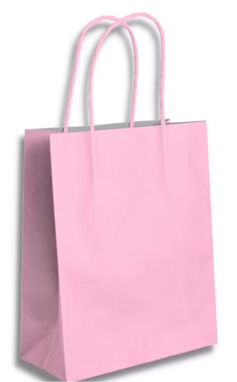 SACOLA PAPEL SURPRESA 14X16X8 ROSA BEBE C/10UN