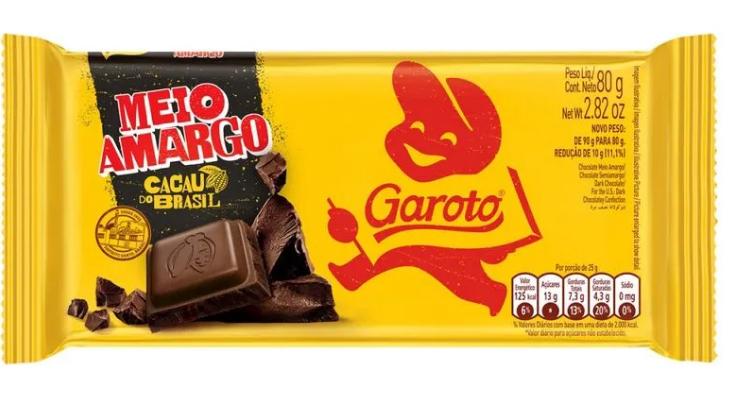 BARRA DE CHOCOLATE GAROTO MEIO AMARGO 80G