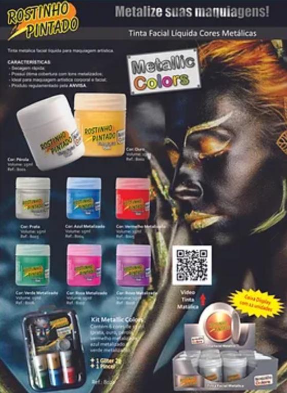 TINTA FACIAL METALIC BRANCO PEROLA 15ML