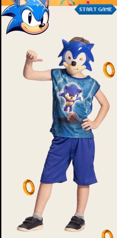FANTASIA SONIC SHORT + BLUSA + MASCARA TAM. M