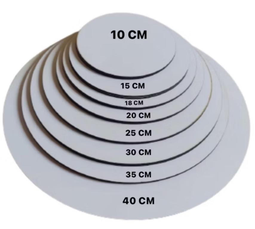CAKE BOARD MDF REDONDO LISO BRANCO 21CM