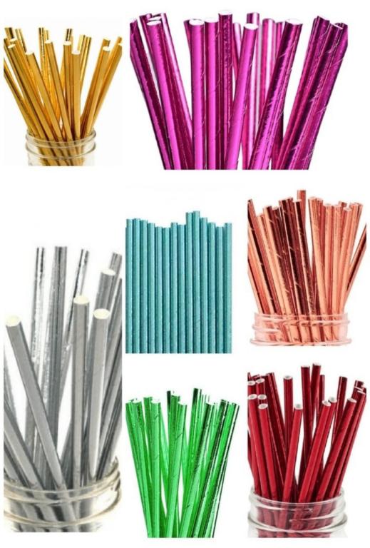 CANUDO PAPEL METALIZADO COLORIDO C/12UN