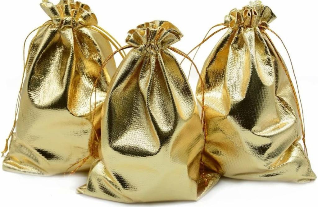 SAQUINHO DE LAME OURO 10X12 C/10UN