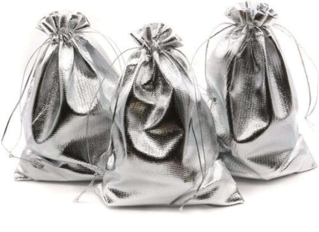 SAQUINHO DE LAME PRATA 07X09CM C/10UN