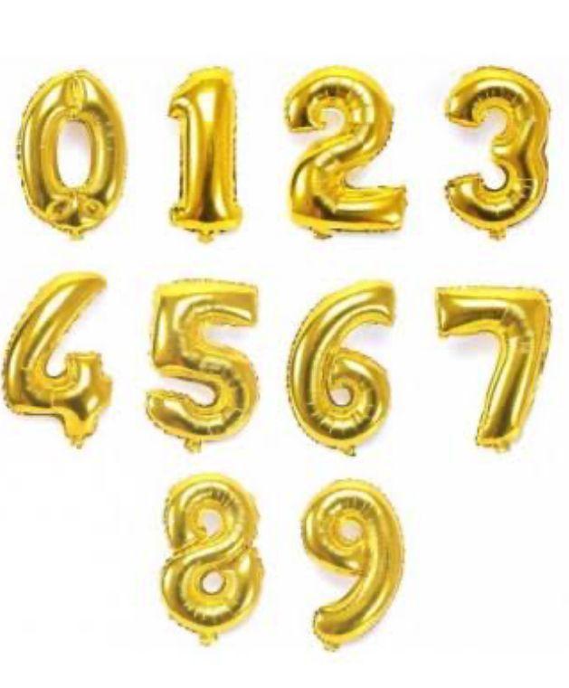 BALAO METALIZADO NUMERO DOURADO 40CM N°5 XIANG