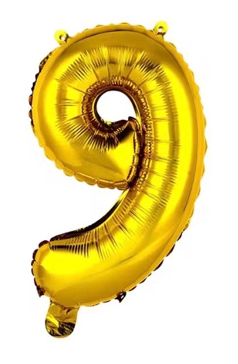 BALAO METALIZADO NUMERO DOURADO 45CM N°9 BR