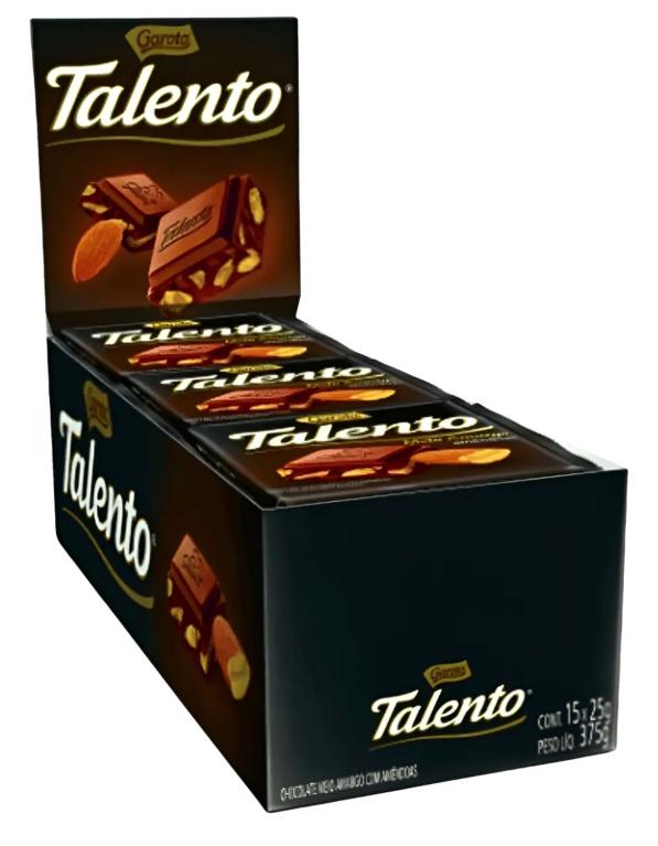 BARRA TALENTO CHOC. TABLETE MEIO AMARGO DP/15X25G