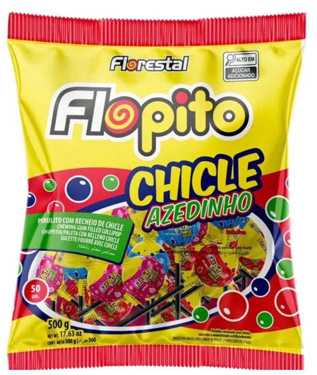 PIRULITO FLOPITO CHICLE AZEDINHO SORTIDO 500G