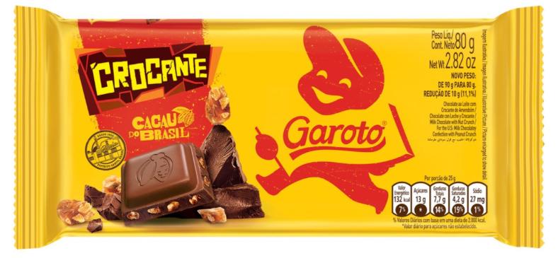 BARRA DE CHOCOLATE GAROTO CROCANTE 80G