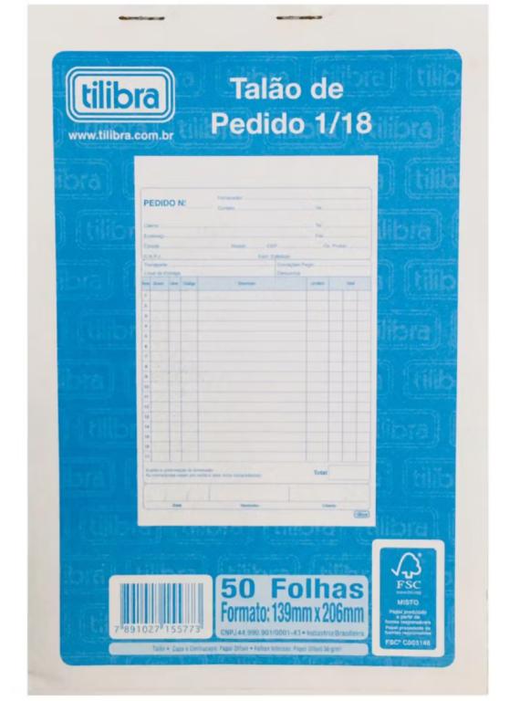 TALAO PEDIDO 1/18 TILIBRA 139X206 C/50FLS