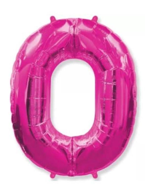 BALAO METALIZADO NUMERO PINK 40CM N°0 XIANG
