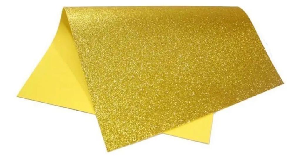 BORRACHA EVA C/GLITTER OURO 40X47 UN
