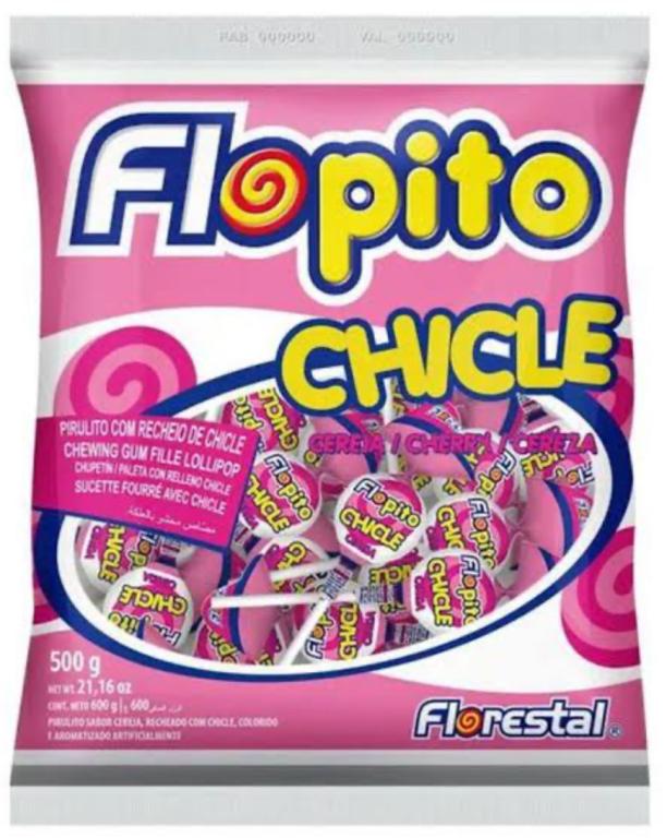 PIRULITO FLOPITO CHICLE CEREJA 500G