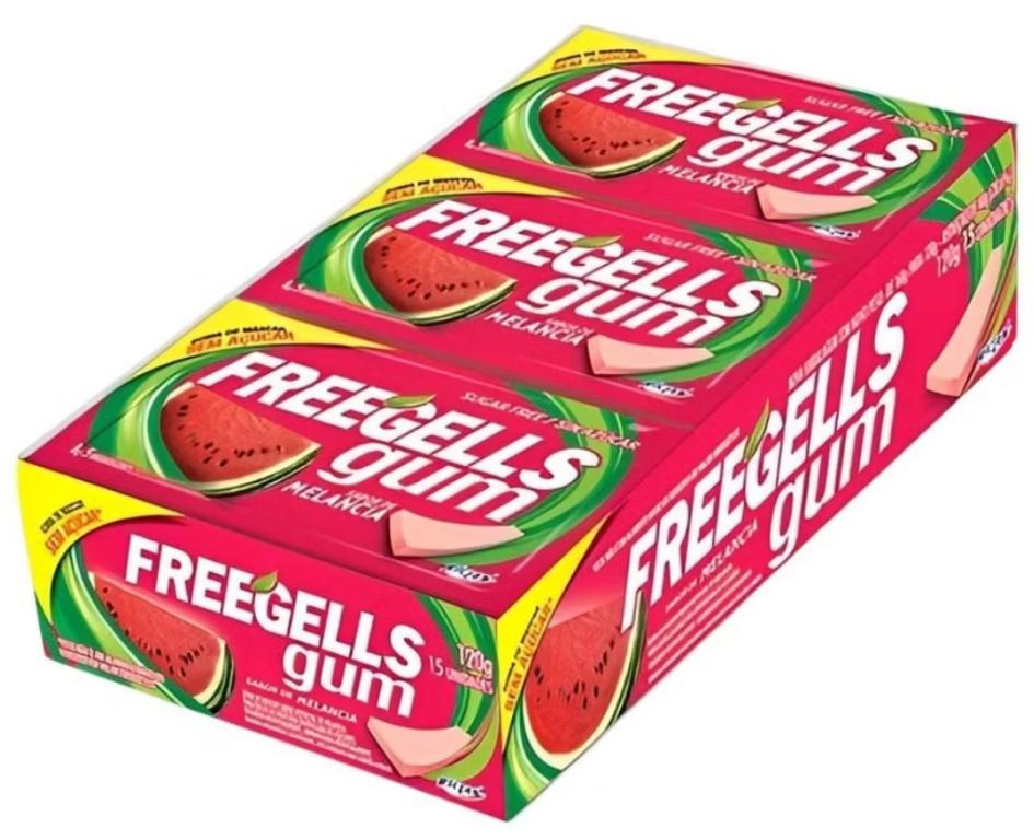 CHICLE FREEGELLS GUM ZERO MELANCIA C/15UN