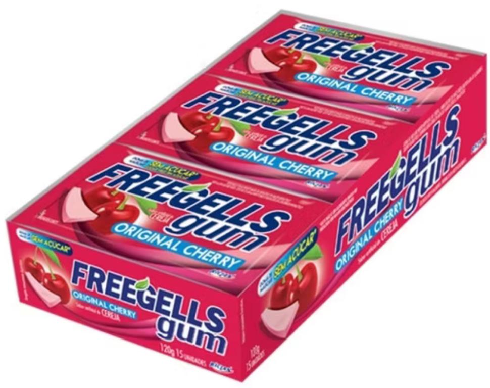 CHICLE FREEGELLS GUM ZERO ORIGINAL CHERRY C/15UN