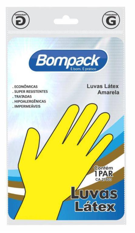 LUVA P/ LIMPEZA BOMPACK AMARELA M PAR