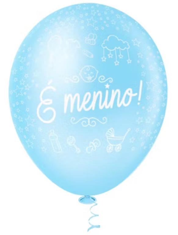 BALAO DECORACAO PIC PIC N°10 E MENINO AZUL CLARO/BCO C/25UN