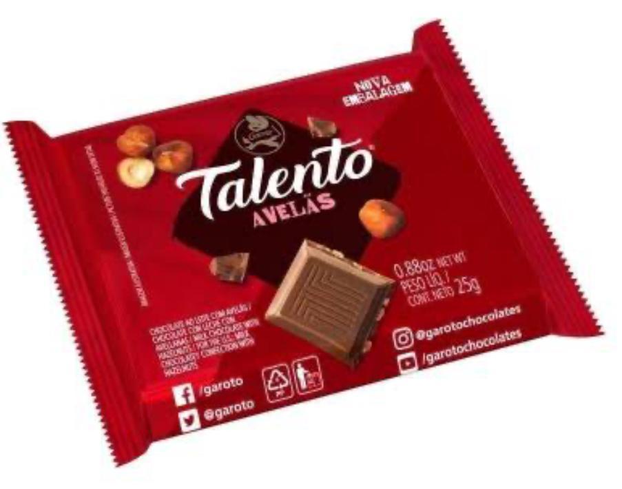 BARRA TALENTO CHOC. TABLETE AVELAS DP/15X25G